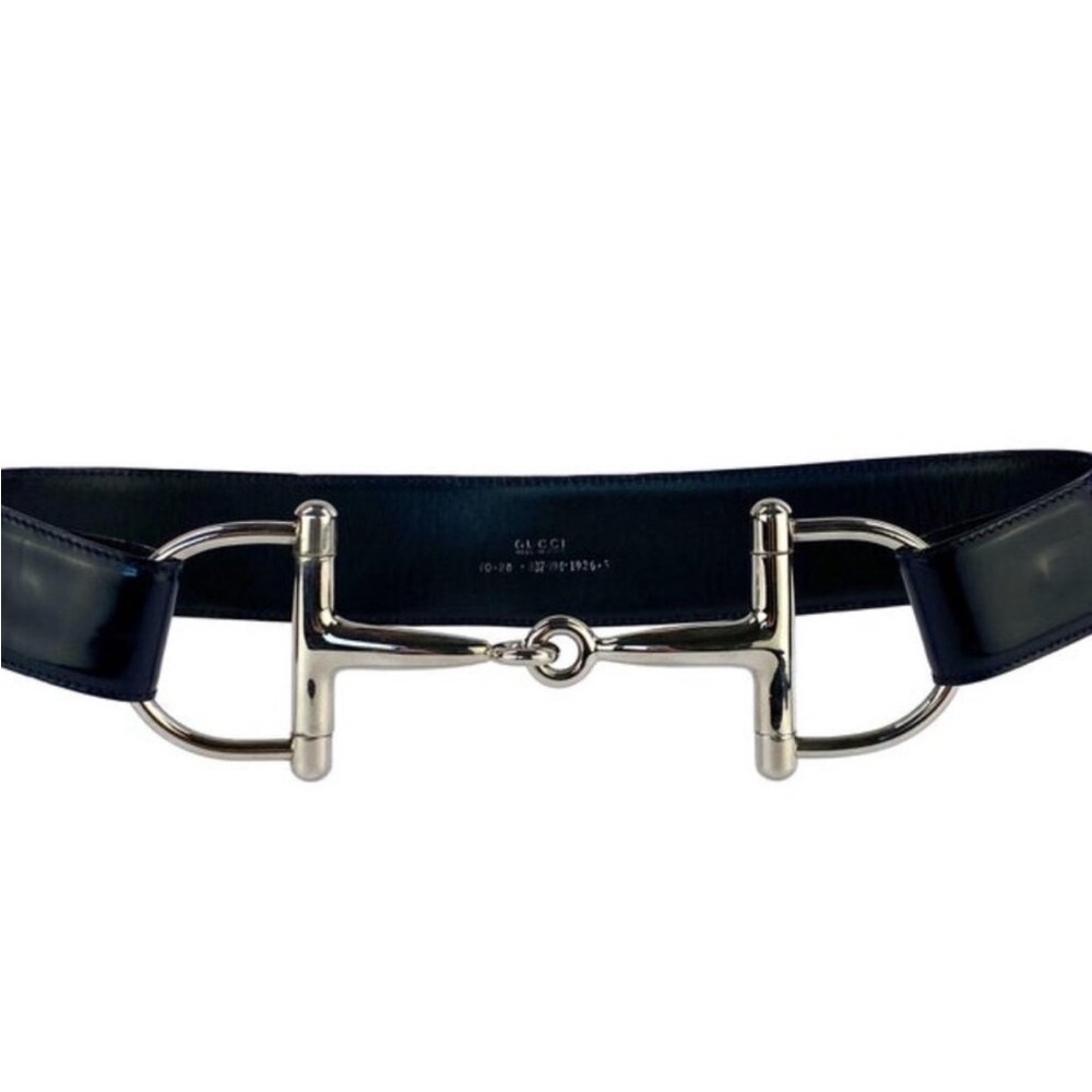 Gucci Silver and Black Horsebit Belt tom ford